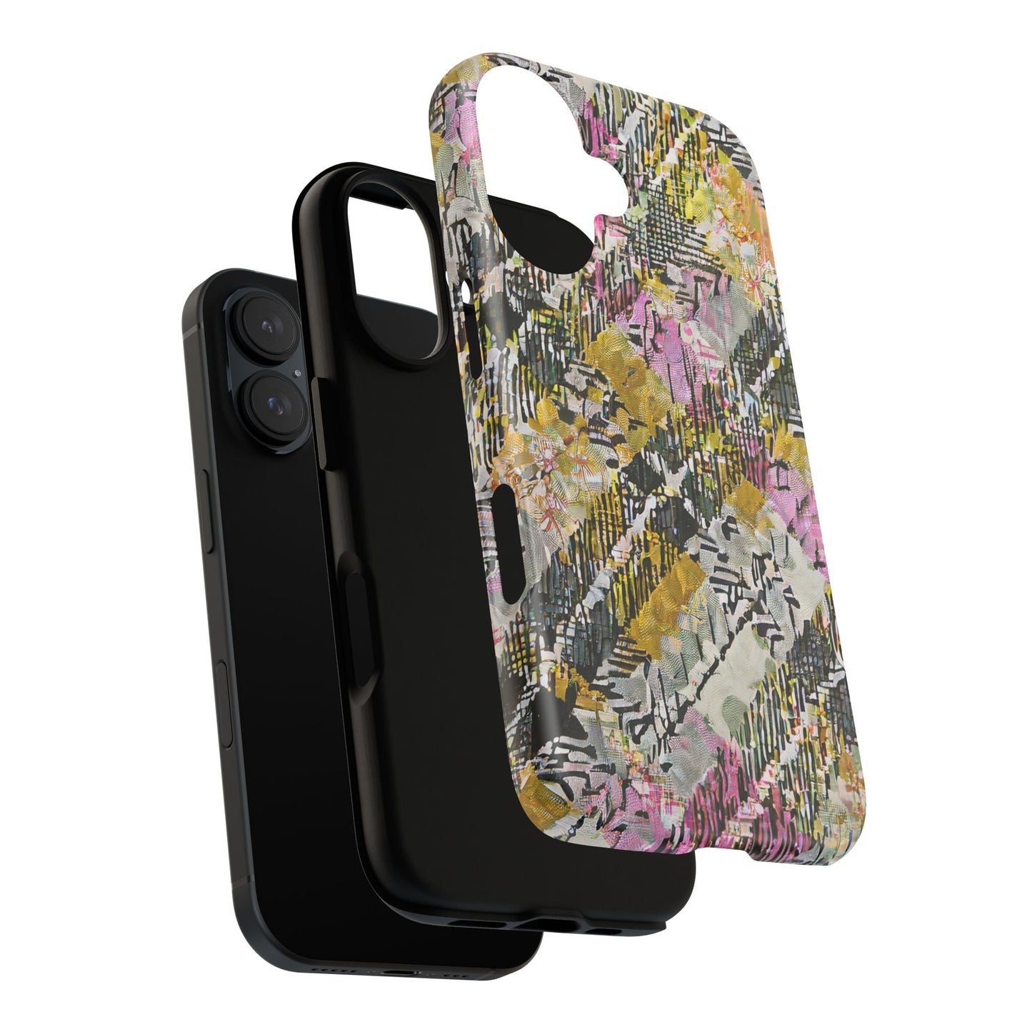 Purple Plaid Floral Artistic Tough Phone Case For iPhone, Samsung Galaxy, Or Google Pixel