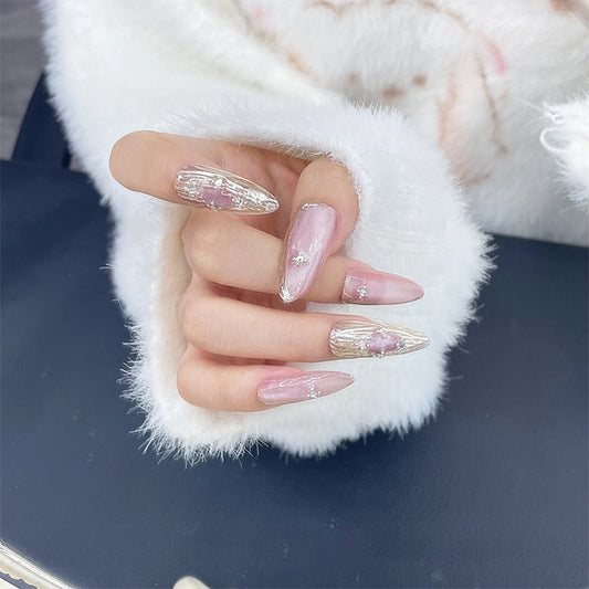 Crystal Cat's Eye Long Pointed Nails