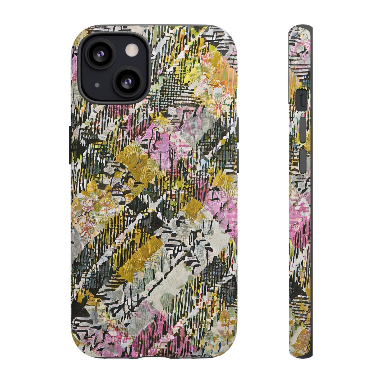 Purple Plaid Floral Artistic Tough Phone Case For iPhone, Samsung Galaxy, Or Google Pixel