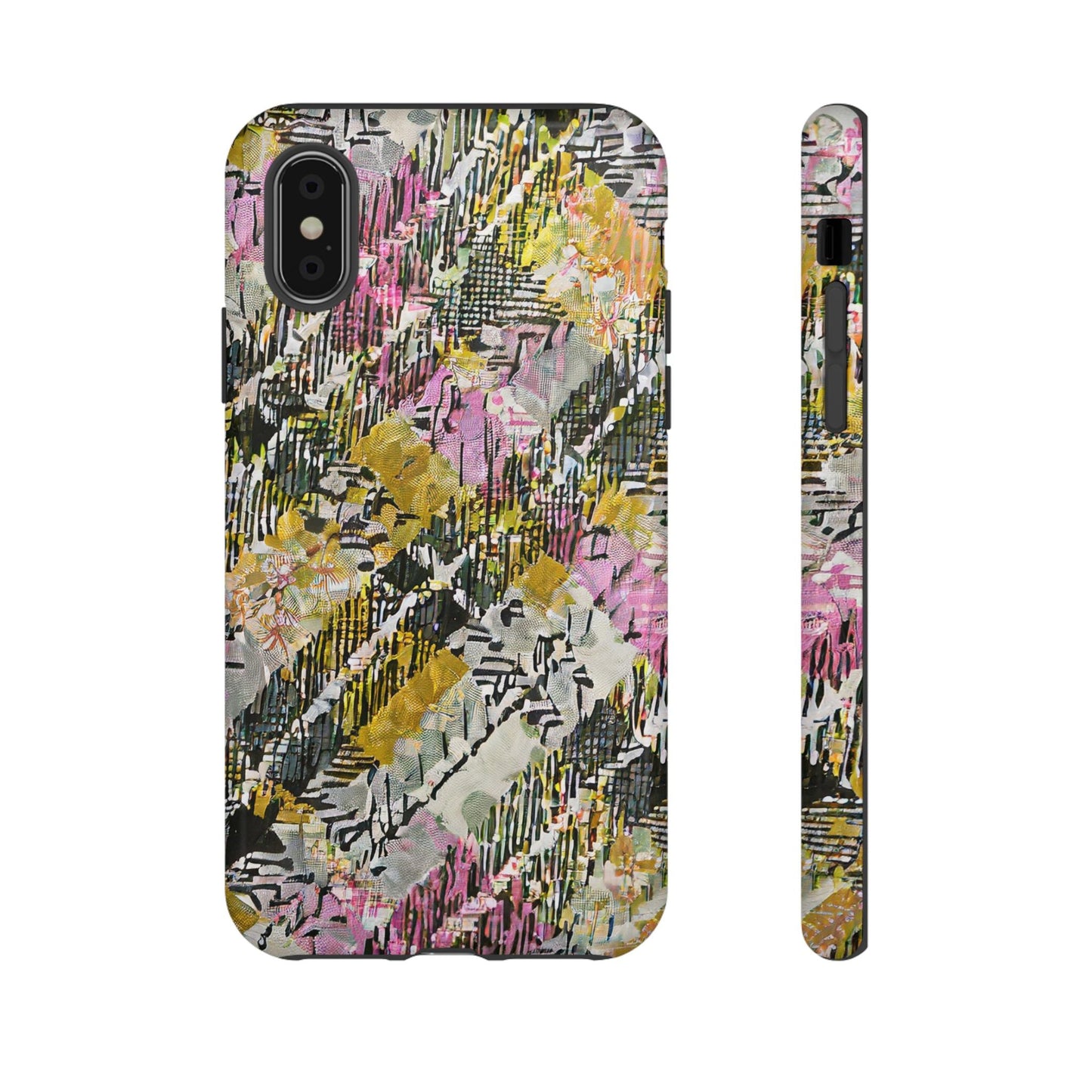 Purple Plaid Floral Artistic Tough Phone Case For iPhone, Samsung Galaxy, Or Google Pixel