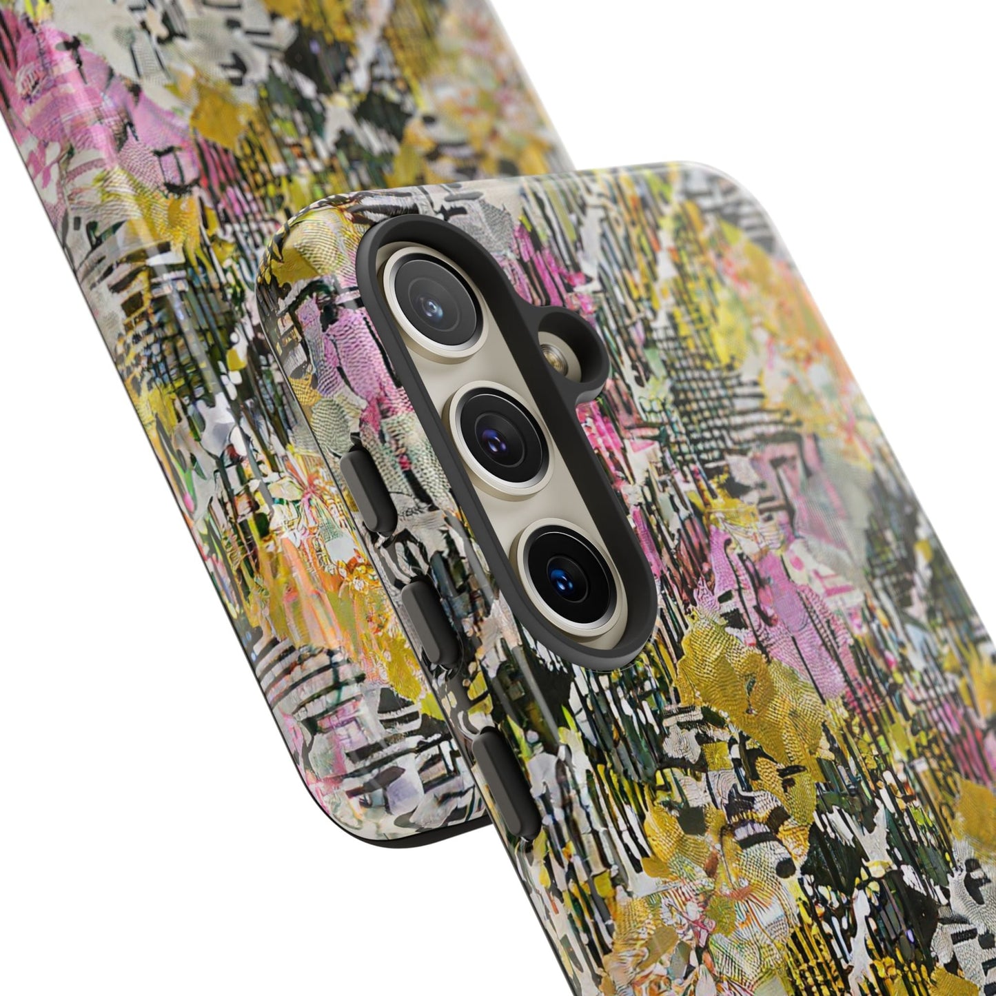Purple Plaid Floral Artistic Tough Phone Case For iPhone, Samsung Galaxy, Or Google Pixel