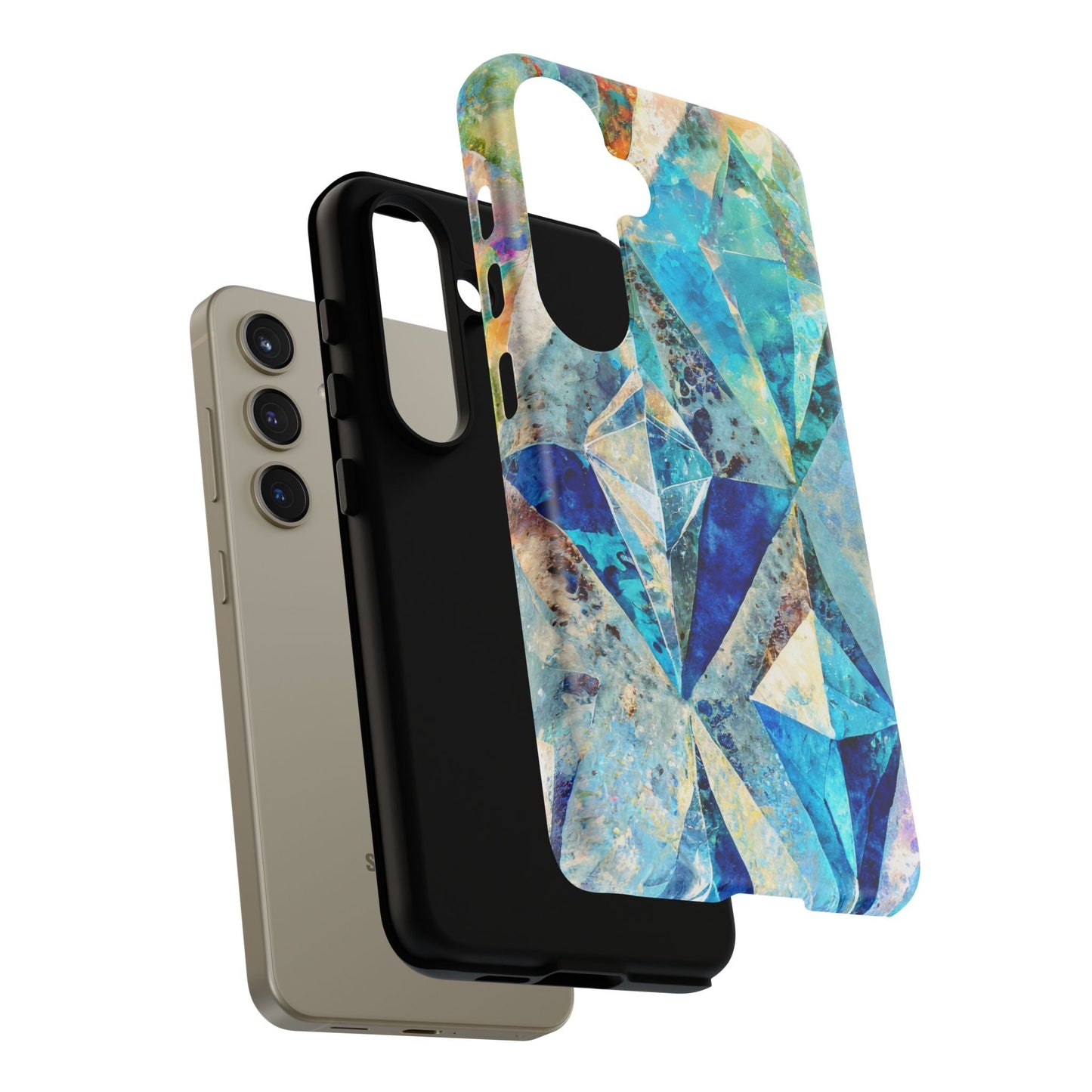 Diamond Blue Abstract Tough Phone Case For iPhone, Samsung Galaxy, And Google Pixel