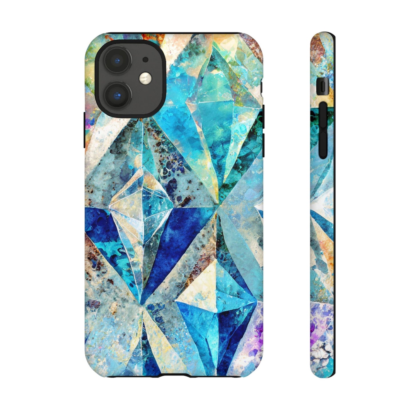 Diamond Blue Abstract Tough Phone Case For iPhone, Samsung Galaxy, And Google Pixel