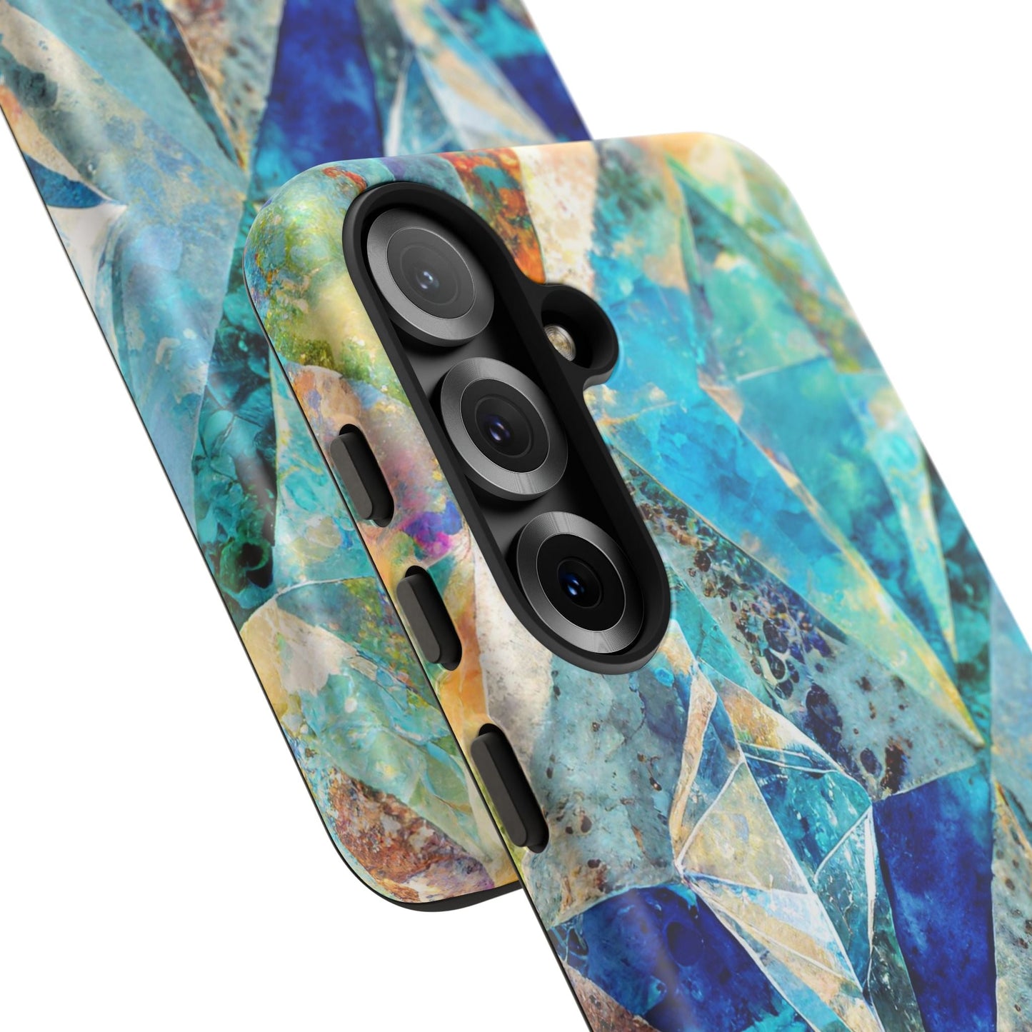 Diamond Blue Abstract Tough Phone Case For iPhone, Samsung Galaxy, And Google Pixel