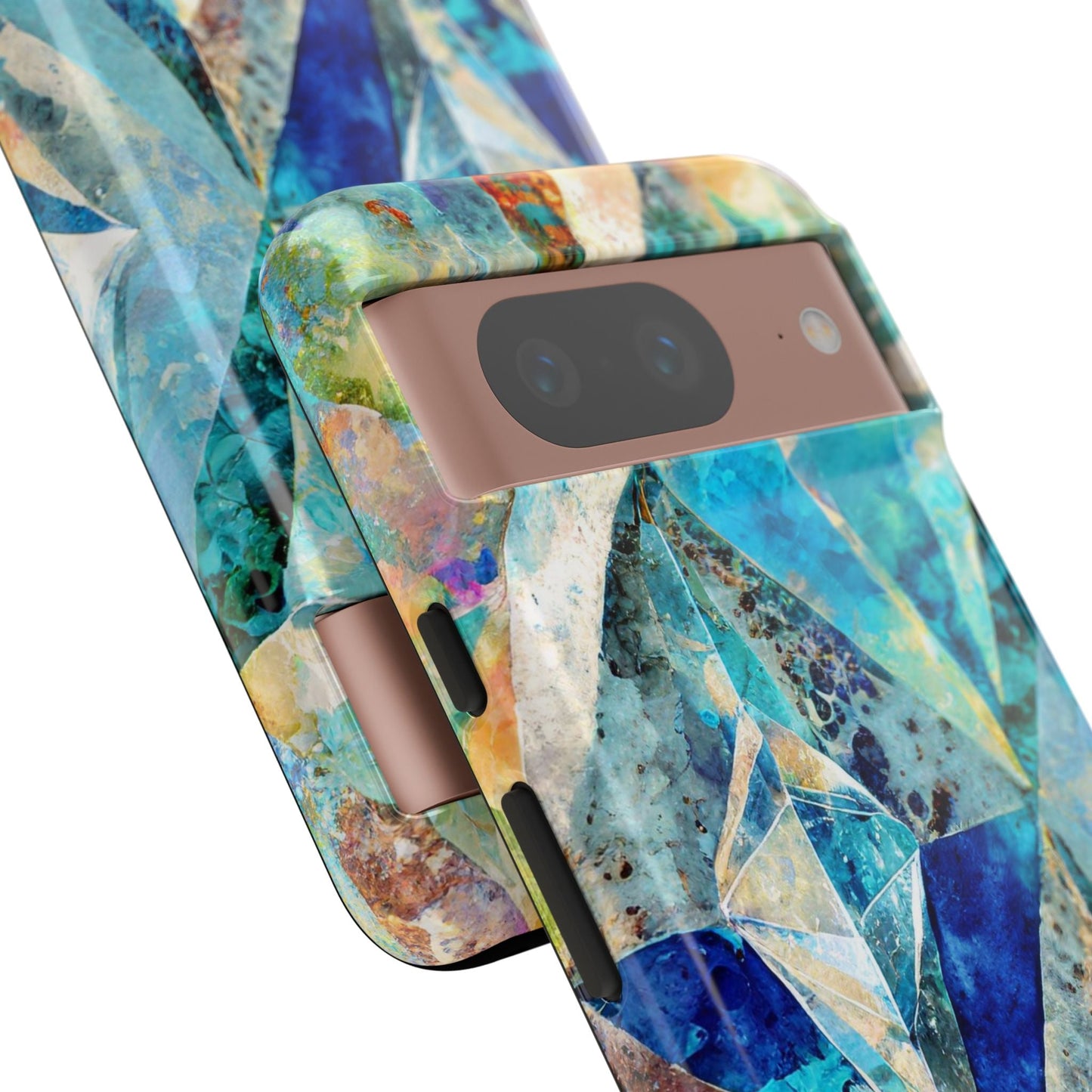 Diamond Blue Abstract Tough Phone Case For iPhone, Samsung Galaxy, And Google Pixel