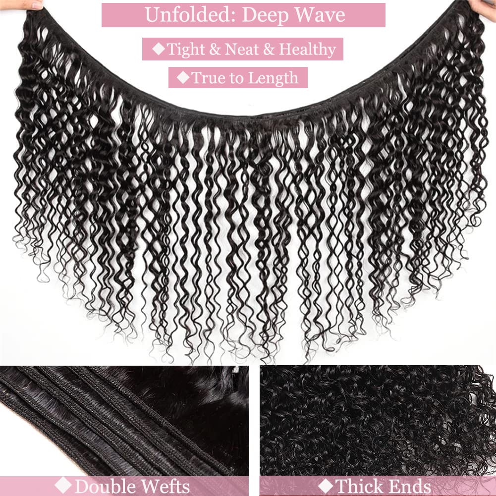 Hetnear - 3 Virgin Brazilian Water Wave Bundles - 18, 20, 22 Inch - Natural Black*