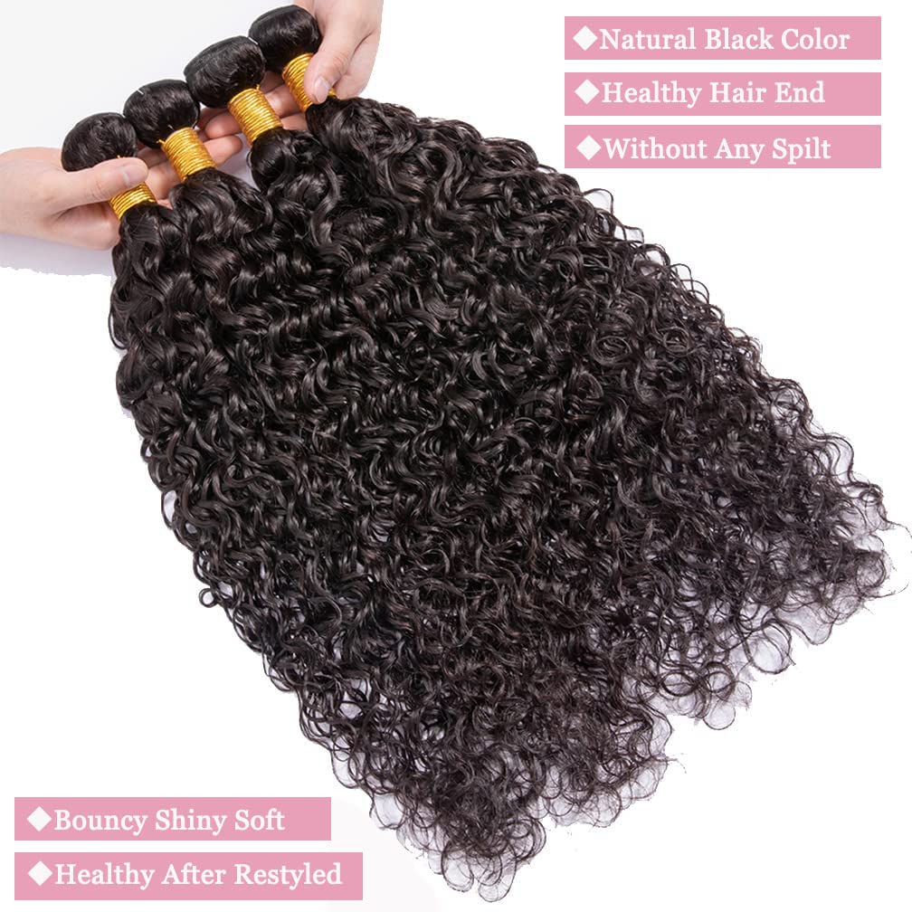 Hetnear - 3 Virgin Brazilian Water Wave Bundles - 18, 20, 22 Inch - Natural Black*