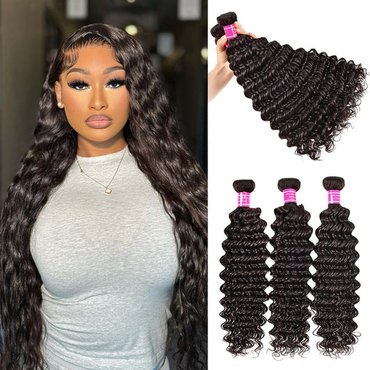 Delizzly - 3 Virgin Brazilian Deep Wave Bundles - 22, 24, 26 Inch*