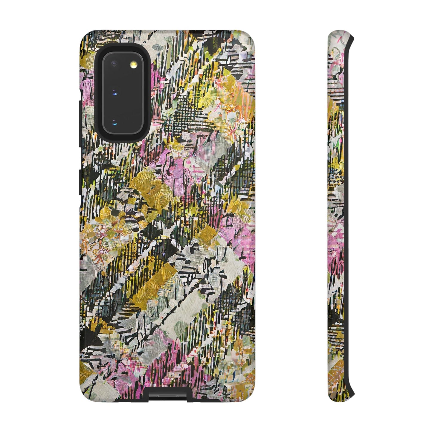 Purple Plaid Floral Artistic Tough Phone Case For iPhone, Samsung Galaxy, Or Google Pixel