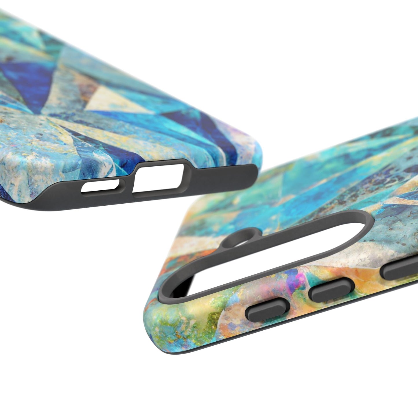 Diamond Blue Abstract Tough Phone Case For iPhone, Samsung Galaxy, And Google Pixel