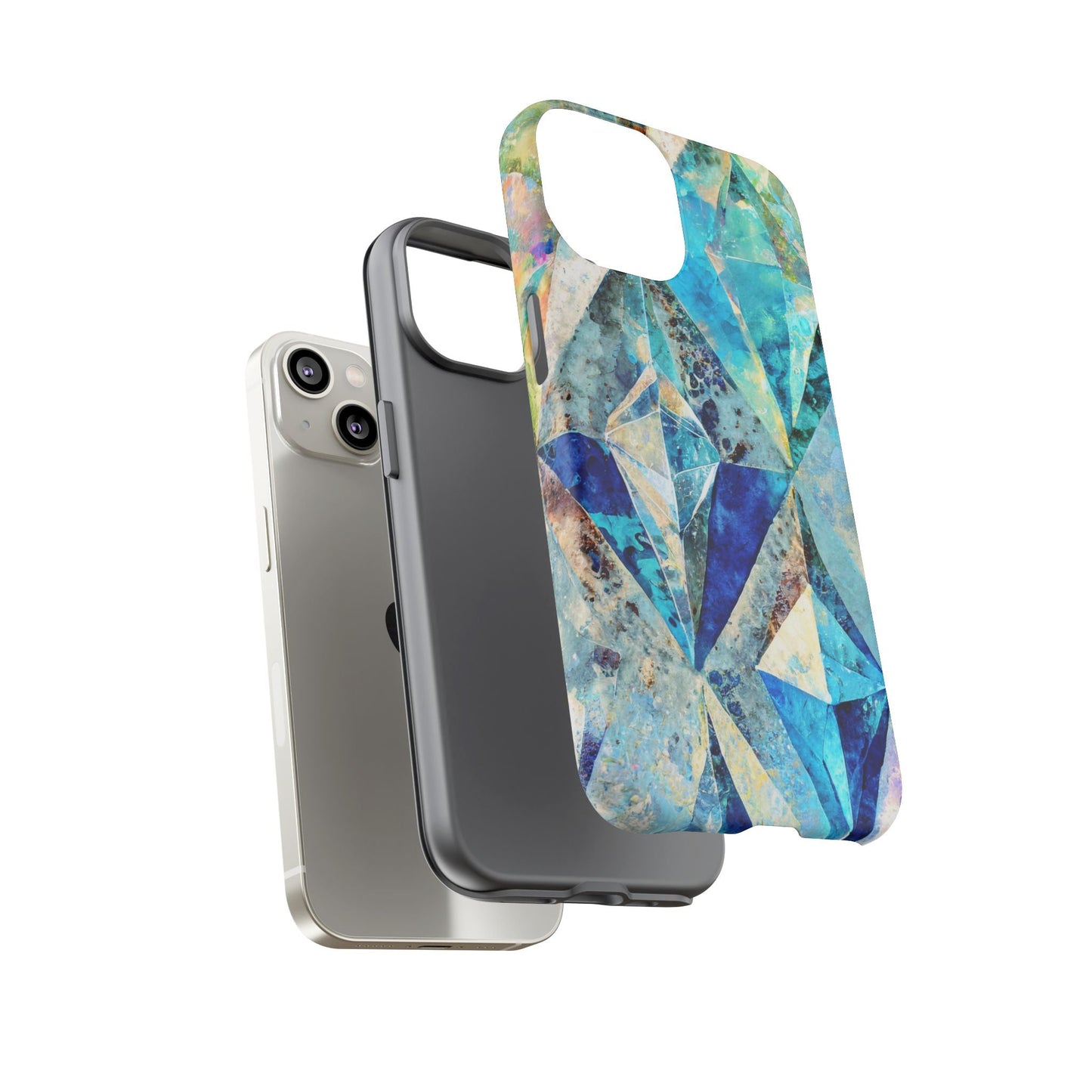 Diamond Blue Abstract Tough Phone Case For iPhone, Samsung Galaxy, And Google Pixel