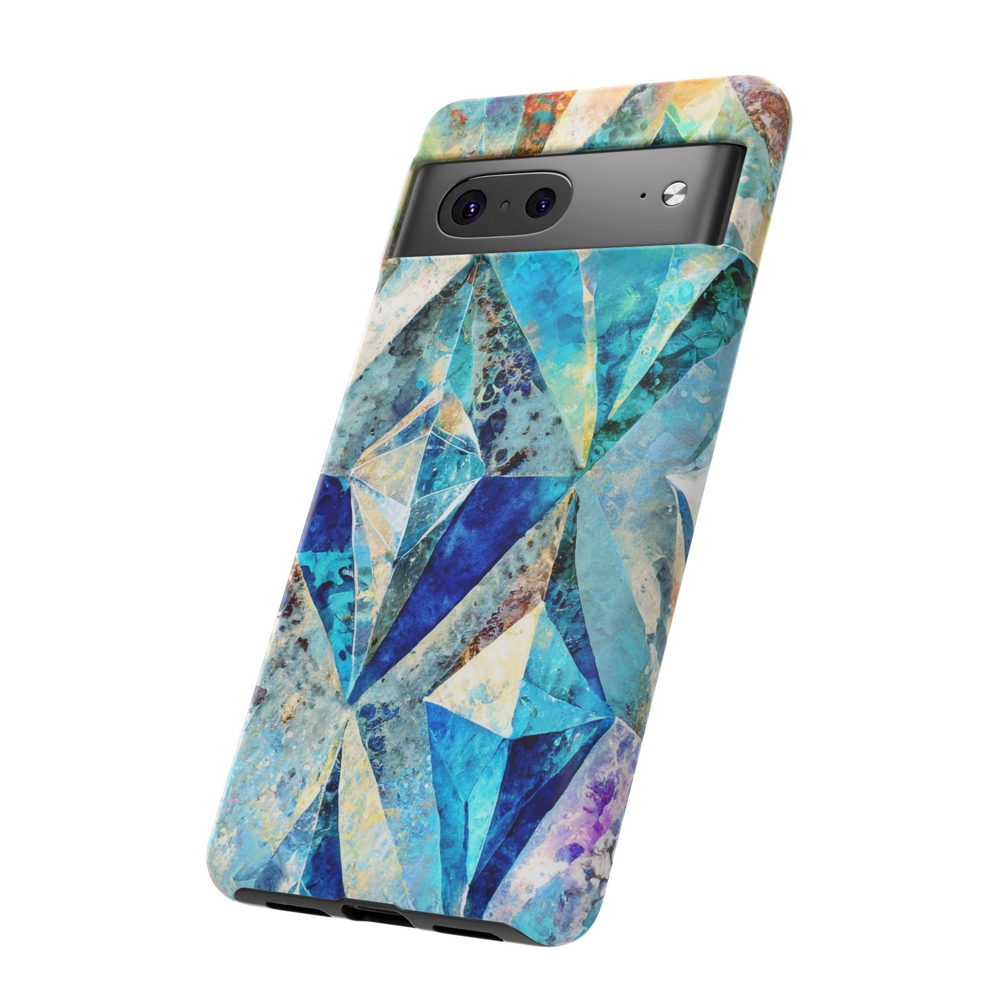 Diamond Blue Abstract Tough Phone Case For iPhone, Samsung Galaxy, And Google Pixel