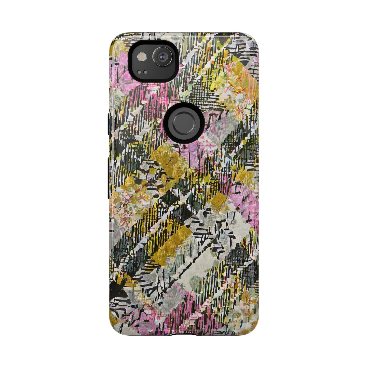 Purple Plaid Floral Artistic Tough Phone Case For iPhone, Samsung Galaxy, Or Google Pixel