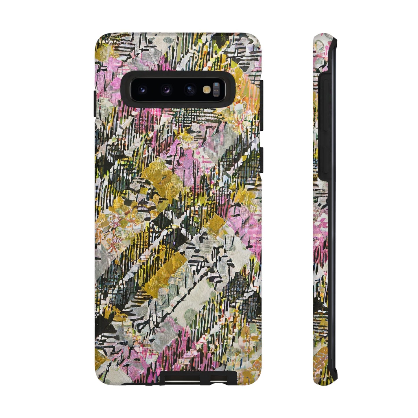 Purple Plaid Floral Artistic Tough Phone Case For iPhone, Samsung Galaxy, Or Google Pixel
