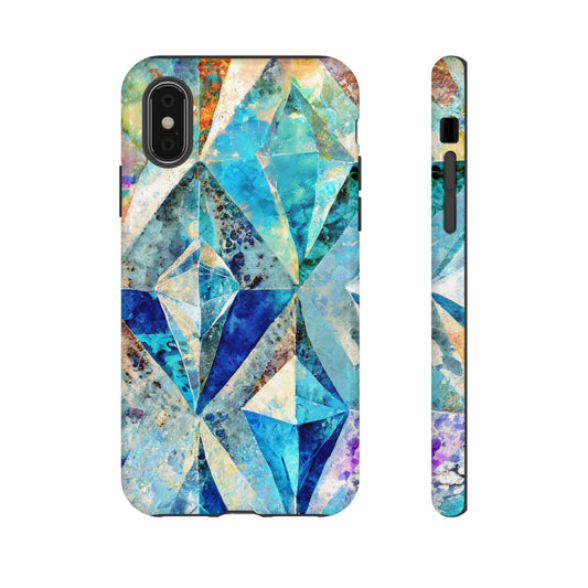 Diamond Blue Abstract Tough Phone Case For iPhone, Samsung Galaxy, And Google Pixel