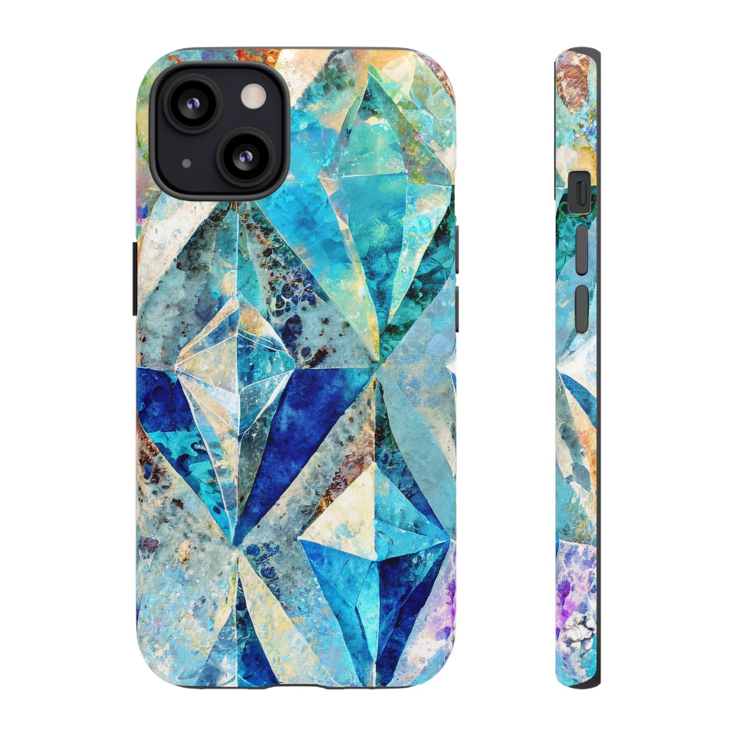 Diamond Blue Abstract Tough Phone Case For iPhone, Samsung Galaxy, And Google Pixel