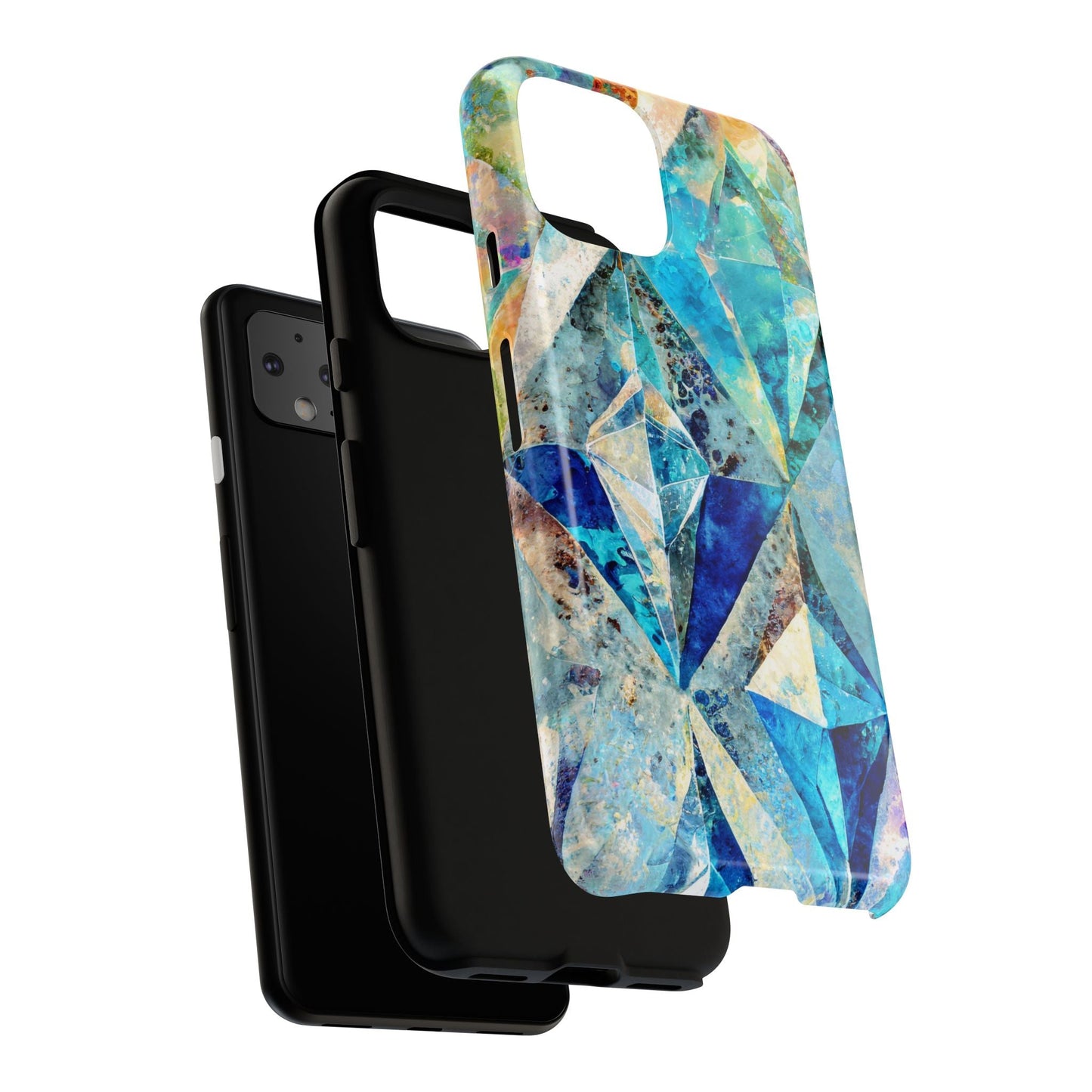 Diamond Blue Abstract Tough Phone Case For iPhone, Samsung Galaxy, And Google Pixel