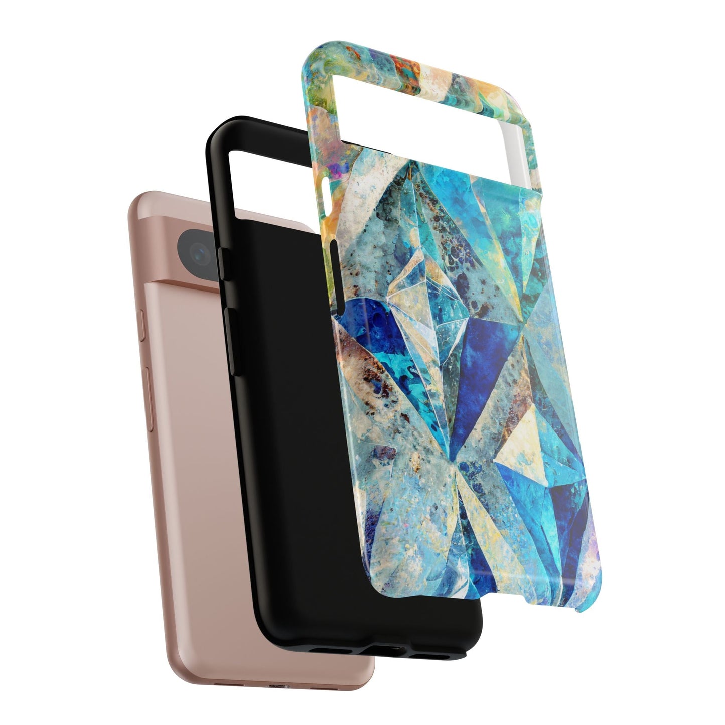 Diamond Blue Abstract Tough Phone Case For iPhone, Samsung Galaxy, And Google Pixel