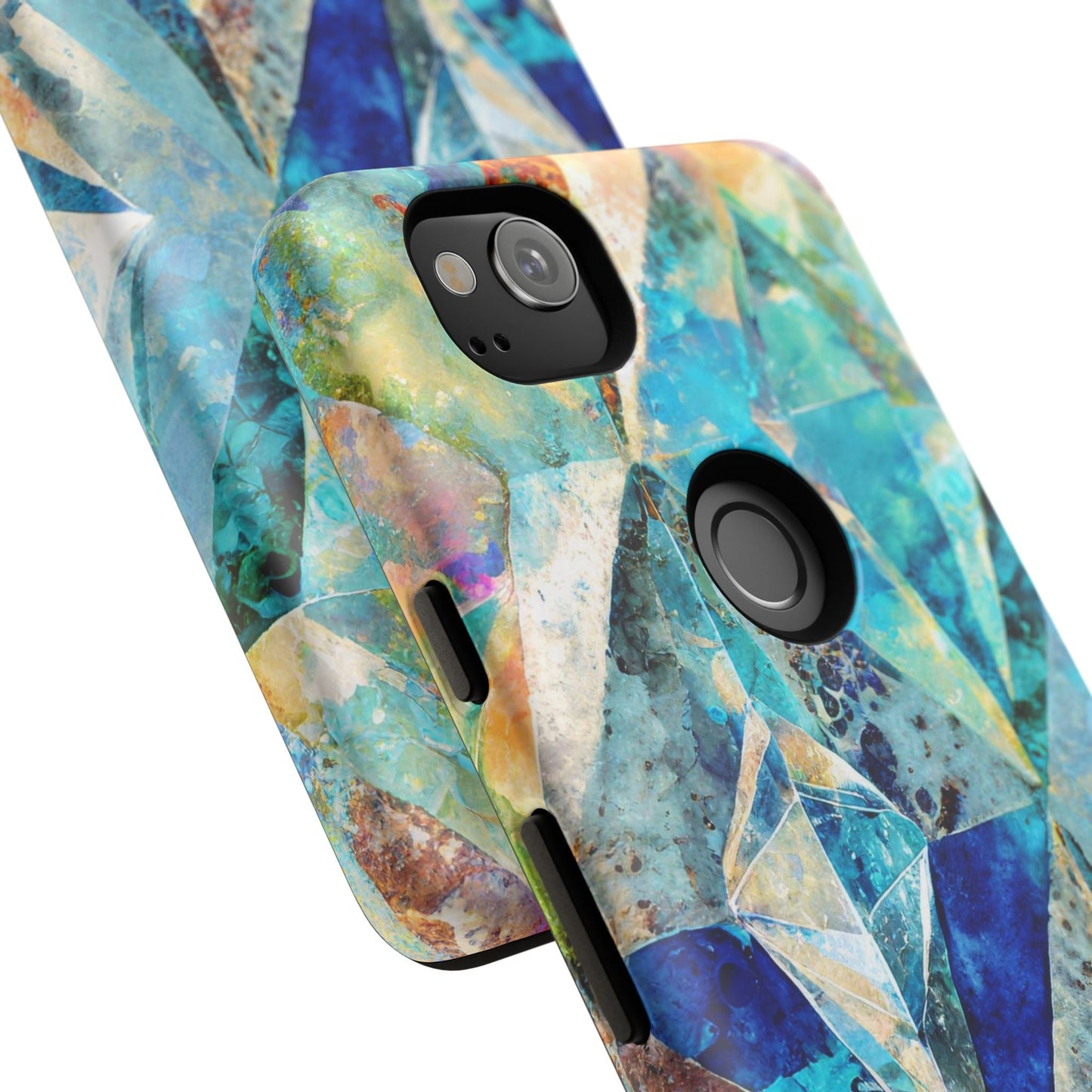 Diamond Blue Abstract Tough Phone Case For iPhone, Samsung Galaxy, And Google Pixel