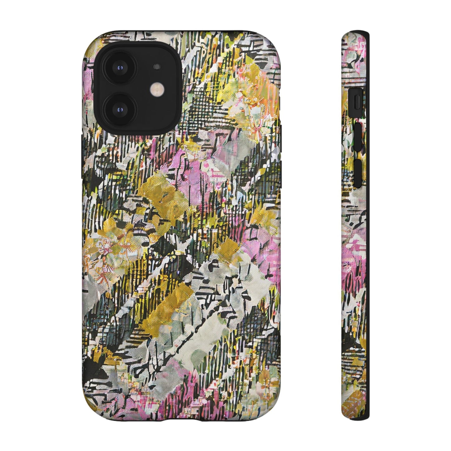 Purple Plaid Floral Artistic Tough Phone Case For iPhone, Samsung Galaxy, Or Google Pixel