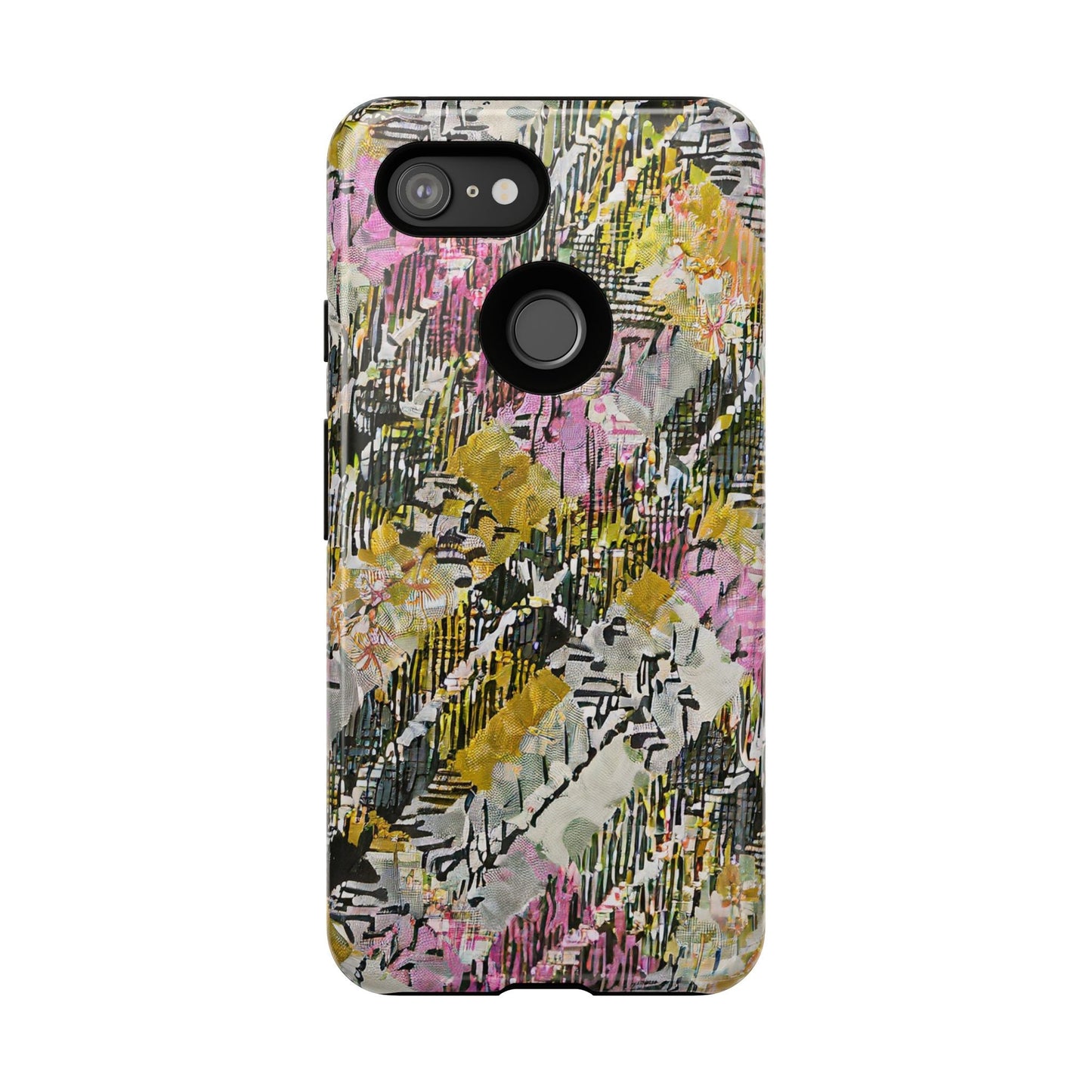 Purple Plaid Floral Artistic Tough Phone Case For iPhone, Samsung Galaxy, Or Google Pixel