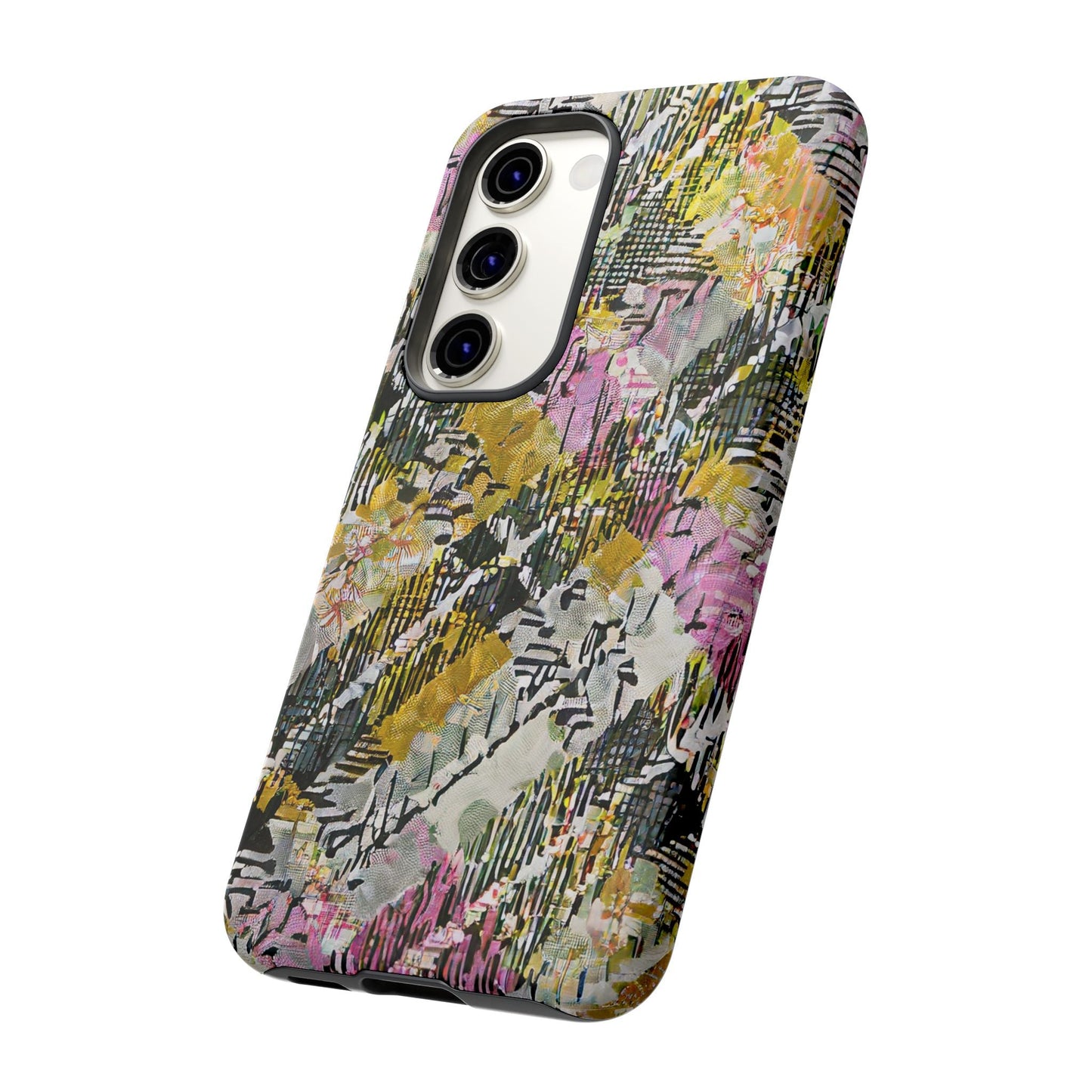 Purple Plaid Floral Artistic Tough Phone Case For iPhone, Samsung Galaxy, Or Google Pixel