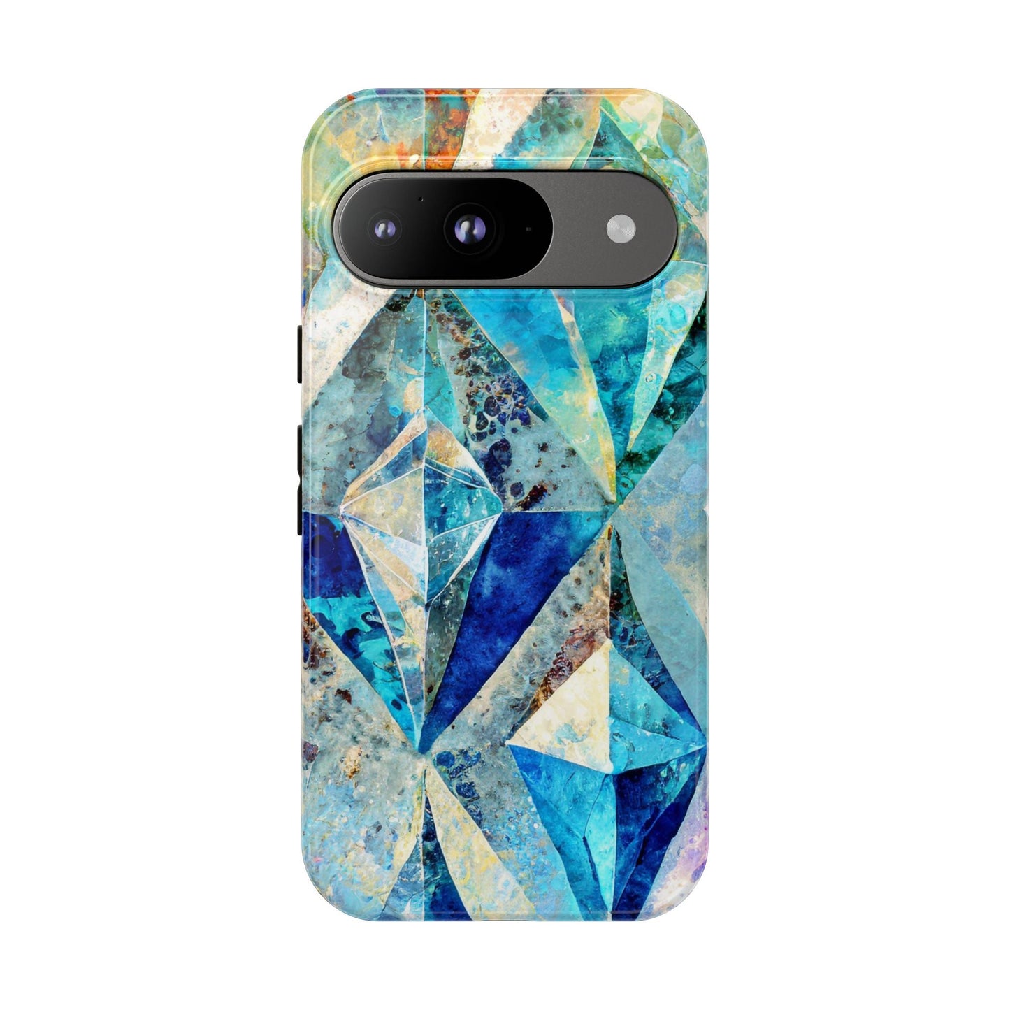 Diamond Blue Abstract Tough Phone Case For iPhone, Samsung Galaxy, And Google Pixel