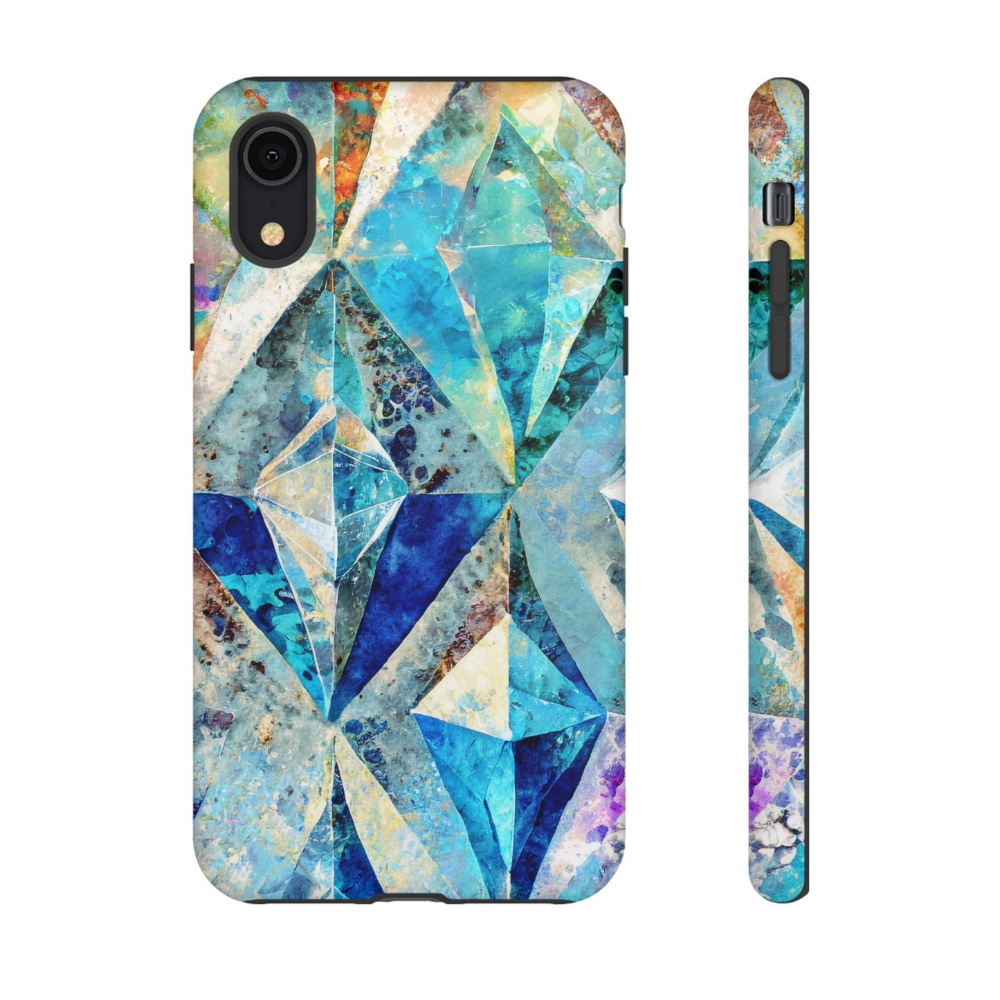 Diamond Blue Abstract Tough Phone Case For iPhone, Samsung Galaxy, And Google Pixel