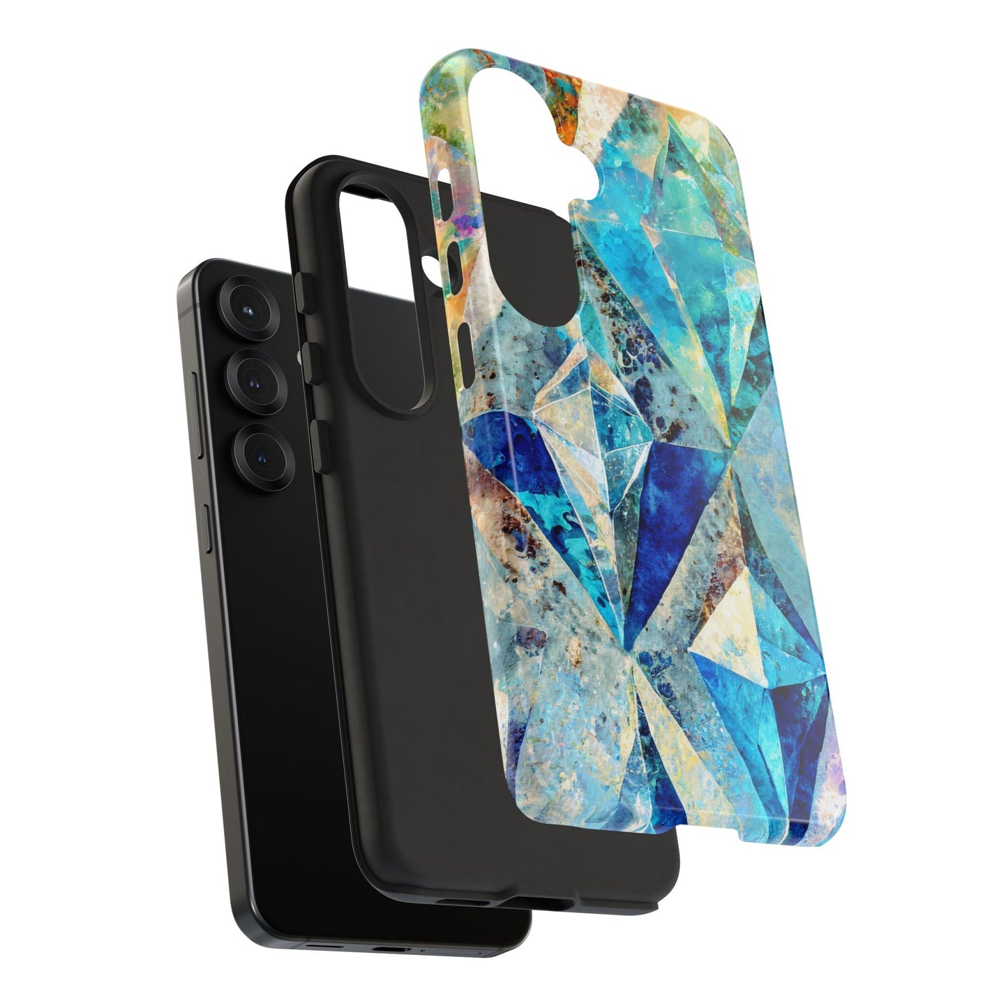 Diamond Blue Abstract Tough Phone Case For iPhone, Samsung Galaxy, And Google Pixel