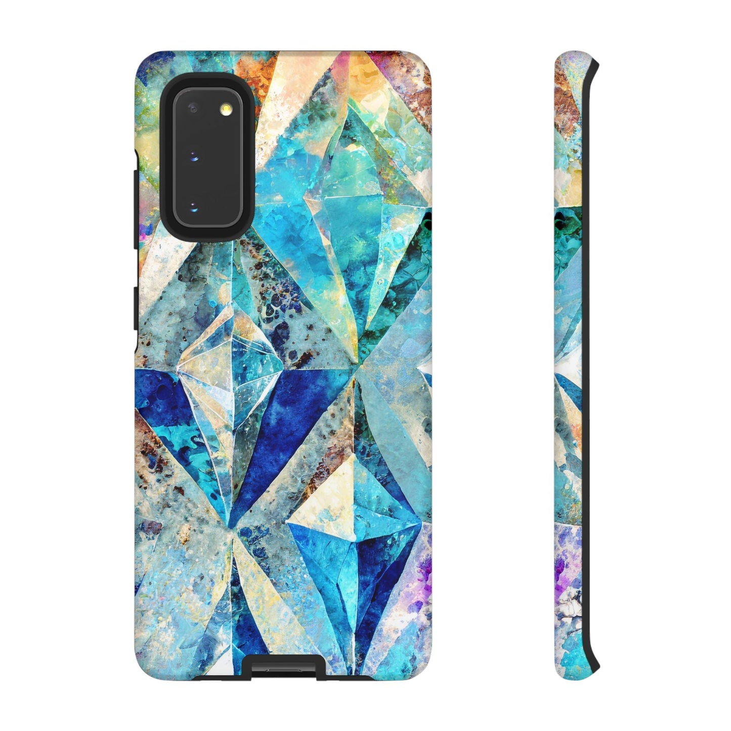 Diamond Blue Abstract Tough Phone Case For iPhone, Samsung Galaxy, And Google Pixel