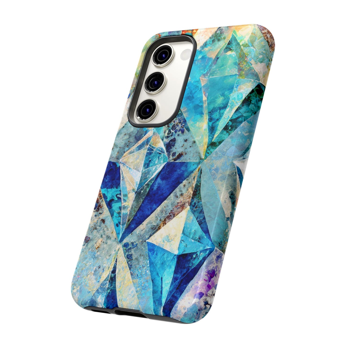 Diamond Blue Abstract Tough Phone Case For iPhone, Samsung Galaxy, And Google Pixel