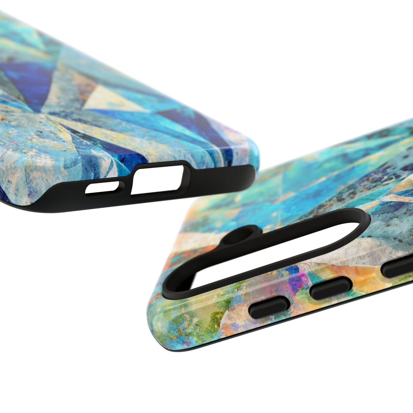 Diamond Blue Abstract Tough Phone Case For iPhone, Samsung Galaxy, And Google Pixel