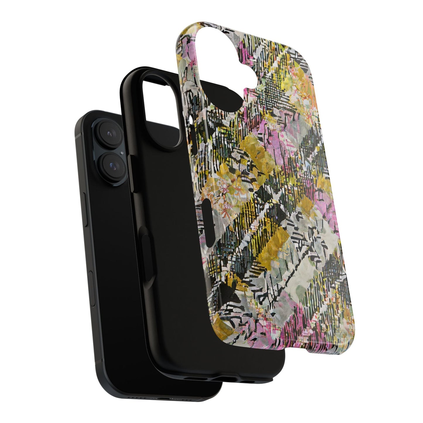 Purple Plaid Floral Artistic Tough Phone Case For iPhone, Samsung Galaxy, Or Google Pixel