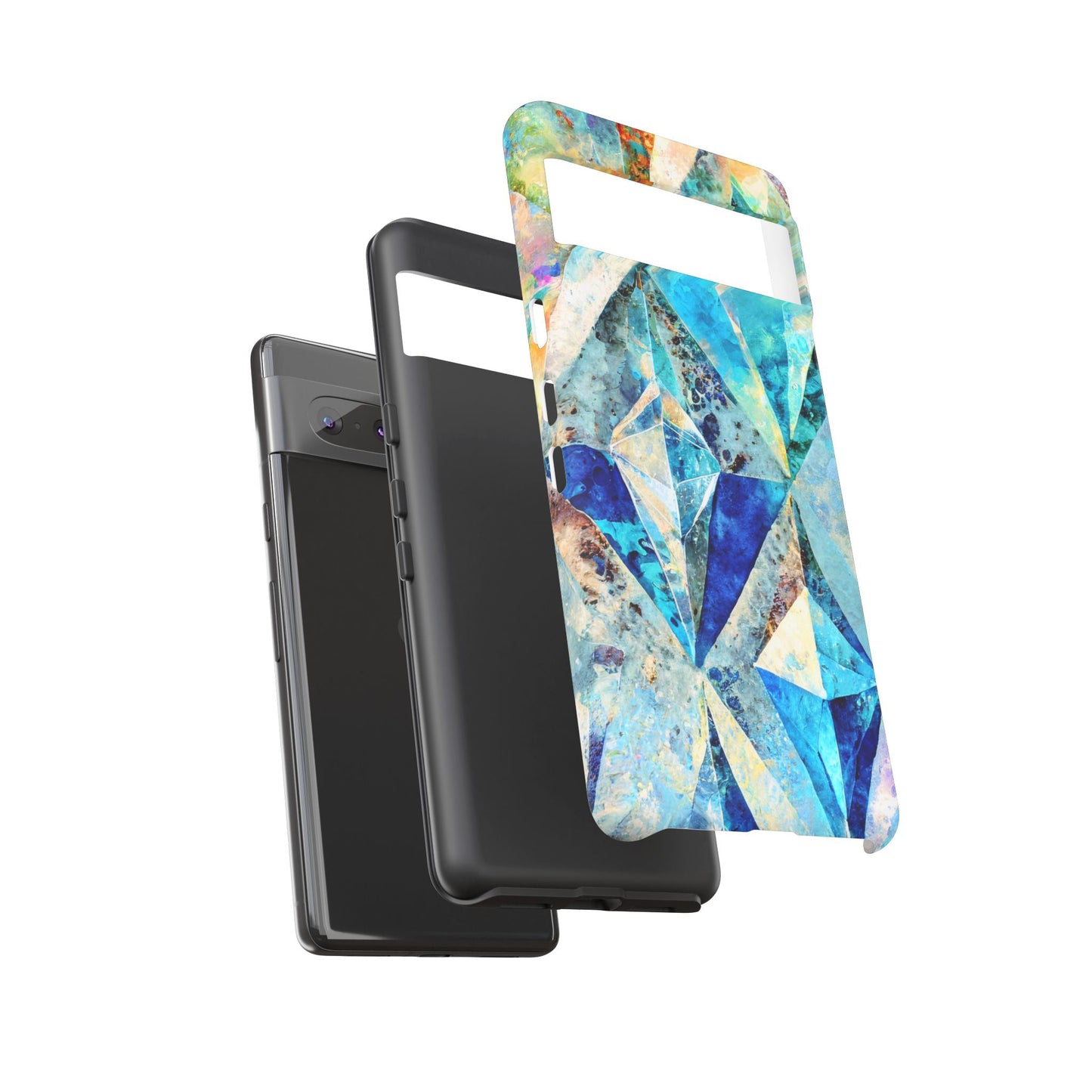 Diamond Blue Abstract Tough Phone Case For iPhone, Samsung Galaxy, And Google Pixel