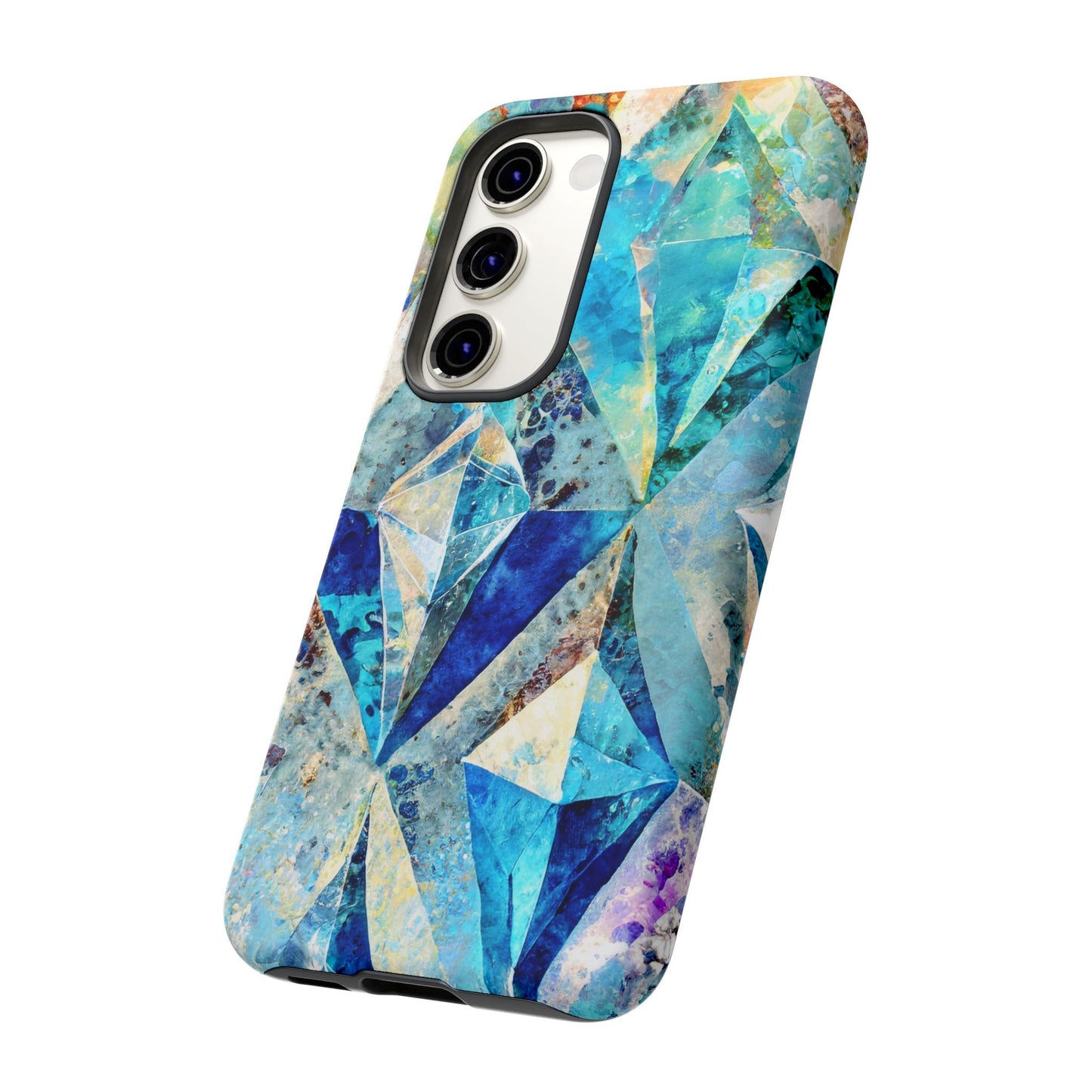 Diamond Blue Abstract Tough Phone Case For iPhone, Samsung Galaxy, And Google Pixel