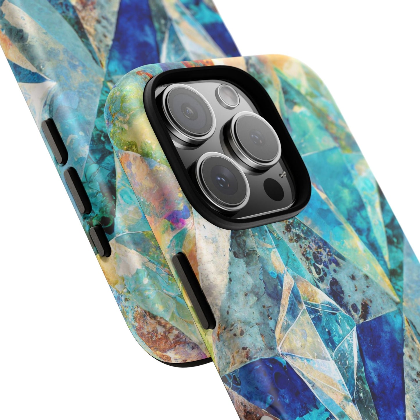 Diamond Blue Abstract Tough Phone Case For iPhone, Samsung Galaxy, And Google Pixel