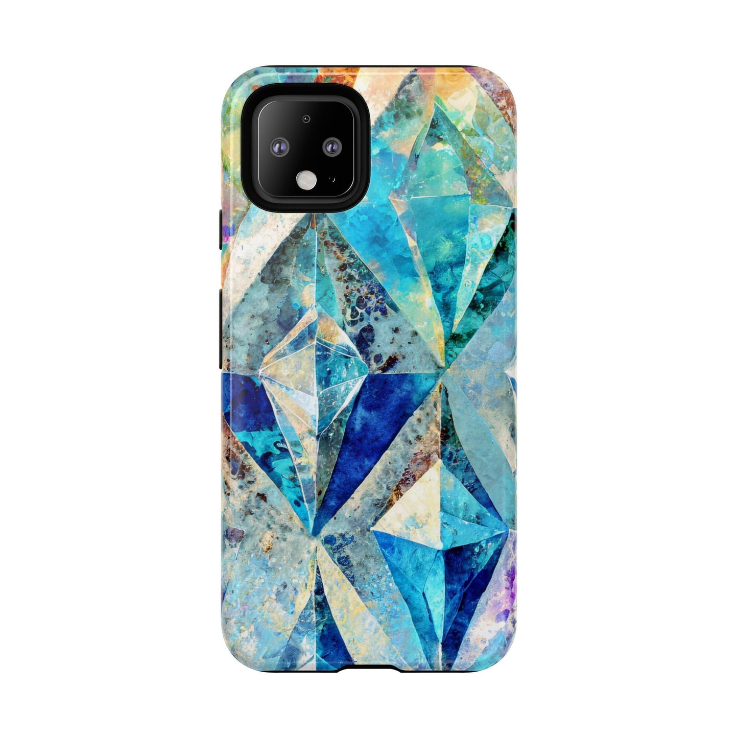 Diamond Blue Abstract Tough Phone Case For iPhone, Samsung Galaxy, And Google Pixel