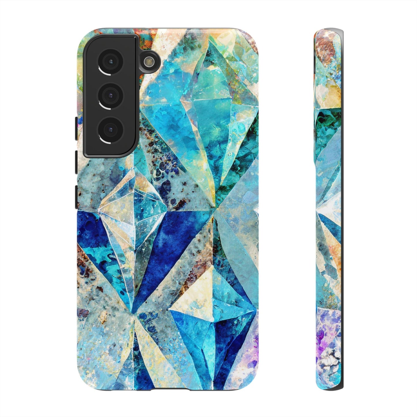 Diamond Blue Abstract Tough Phone Case For iPhone, Samsung Galaxy, And Google Pixel