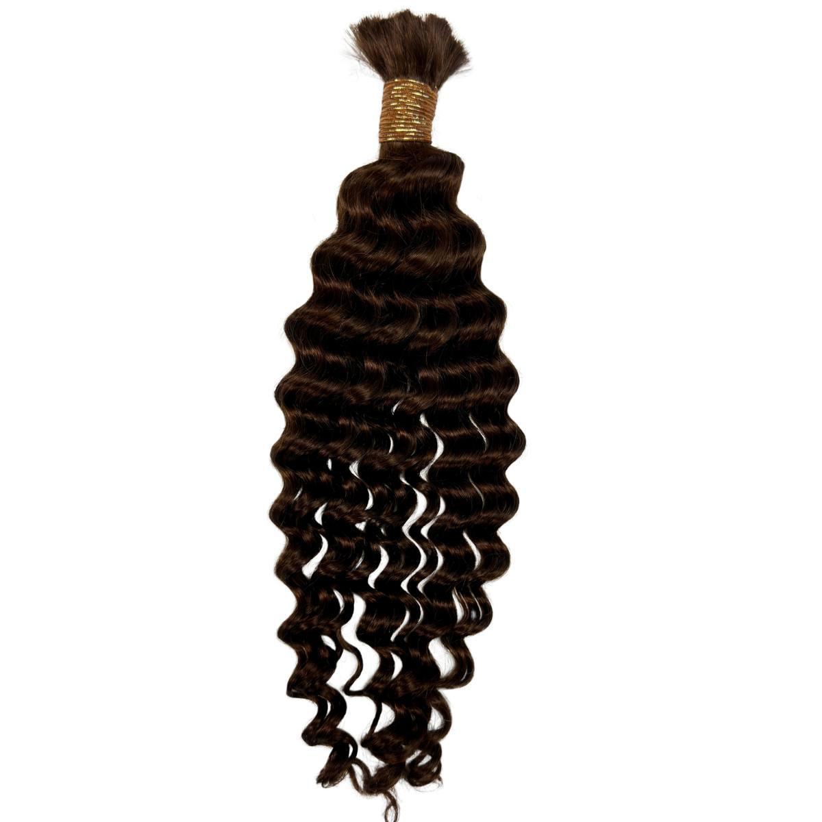 Medium Brown Deep Wave Color 4 Bulk 100% Virgin Braiding Hair