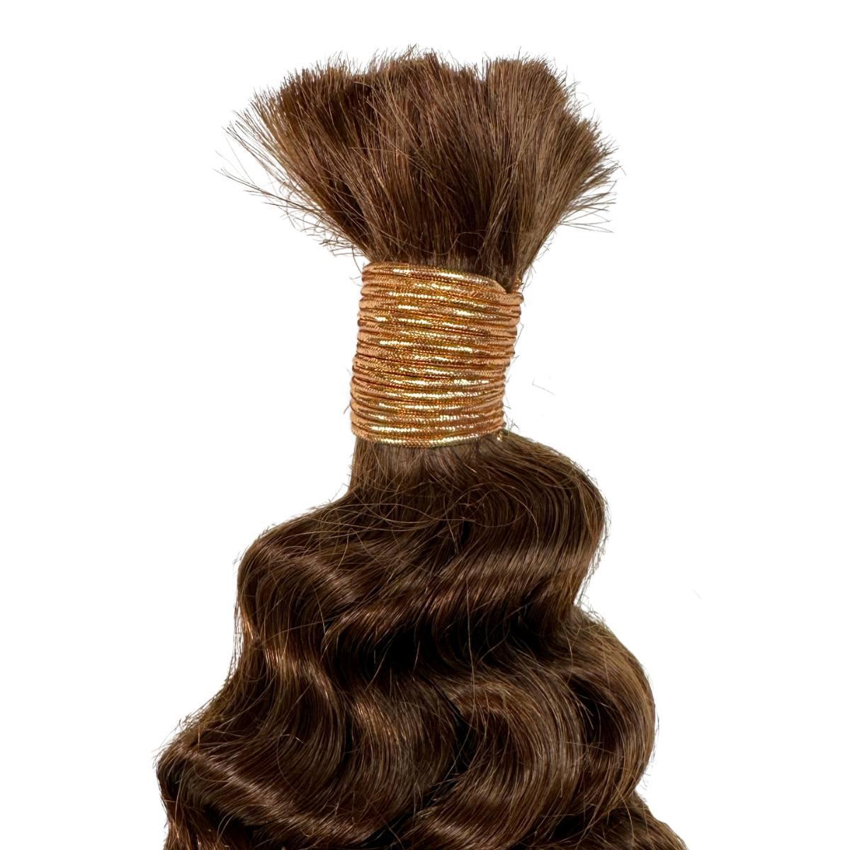 Medium Brown Deep Wave Color 4 Bulk 100% Virgin Braiding Hair