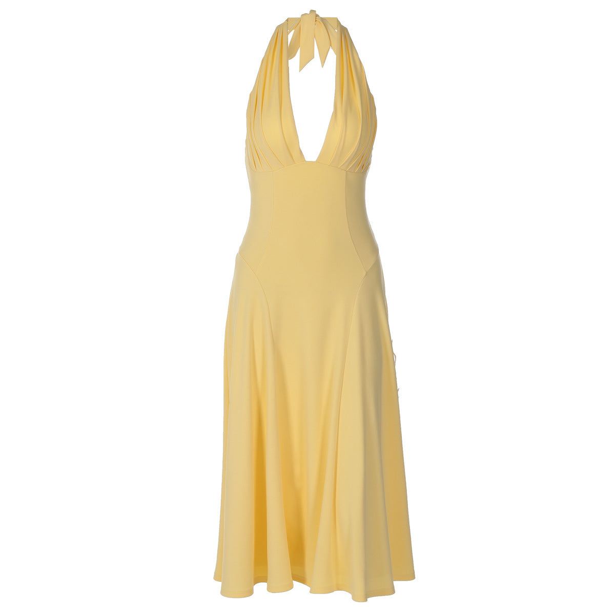 Women Clothing Sensual Deep V Plunge Halter Lace up Backless Slim Fit Hip Wrapped Dress Women Dress