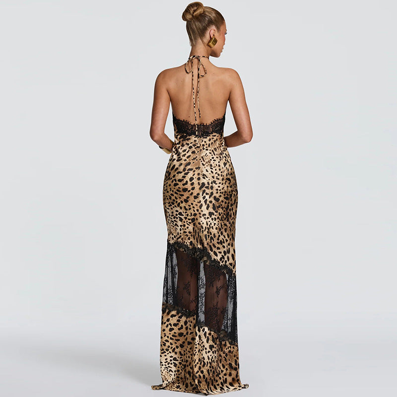 Summer Slim Fit Sensual Sleeveless Stitching Gauzy Package Hip Dress Women