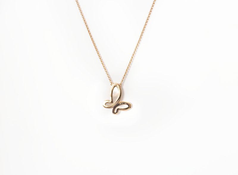 Mother of Pearl w/ 18k Rose Gold Butterfly Necklace Jewelry